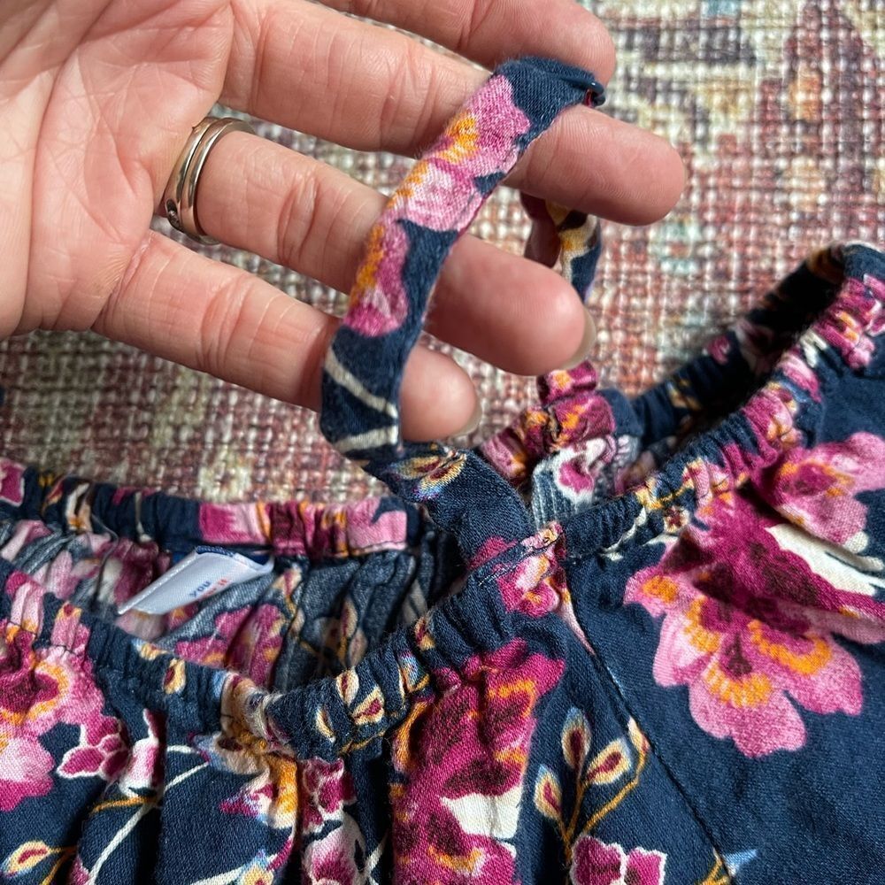 Old Navy M (8) Floral Kids Dress in Navy and Pink - Picture 6 of 7